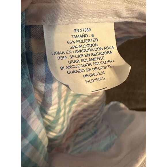 Samara Girls' Multicolor Gingham Bow Sleeveless Collared A-Line Dress Size 6 - Picture 4 of 5